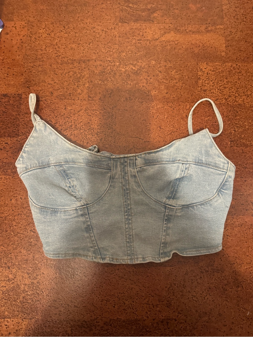 West Of Melrose - Light Blue Denim Bustier Crop Top